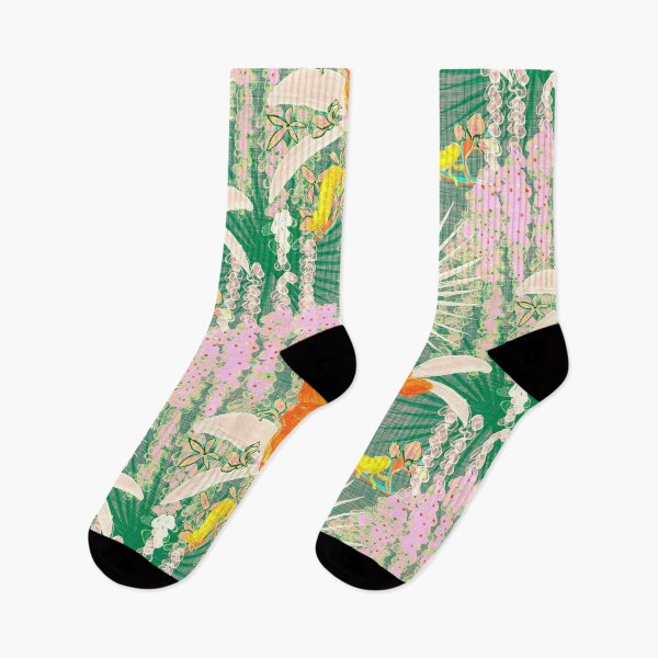 Item preview, Hot House Tropical Floral with Geckos, Frogs, Plumeria Happy Summer Citrus Pinks designed and sold by LoveAlways-AEP.