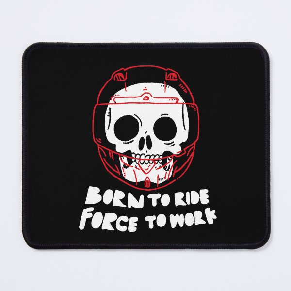 Item preview, Born to Ride Force to Work White Skull Red Outline Helmet designed and sold by RNASstuff.