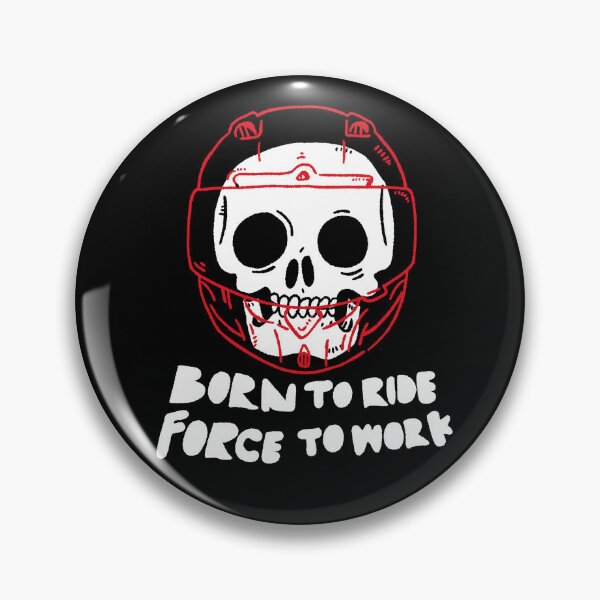 Item preview, Born to Ride Force to Work White Skull Red Outline Helmet designed and sold by RNASstuff.
