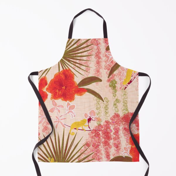 Item preview, Hot House Tropical Floral with Geckos, Frogs, Plumeria Retro Pink Red Blush designed and sold by LoveAlways-AEP.