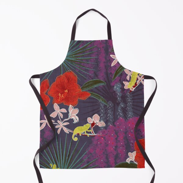 Item preview, Hot House Tropical Floral with Geckos, Frogs, Plumeria Evening Garden Magenta Plum Red designed and sold by LoveAlways-AEP.