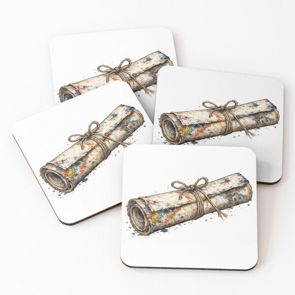 Item preview, Colorful Rolled Parchment Scroll with Paint Splatter Art designed and sold by jgvisualarts.