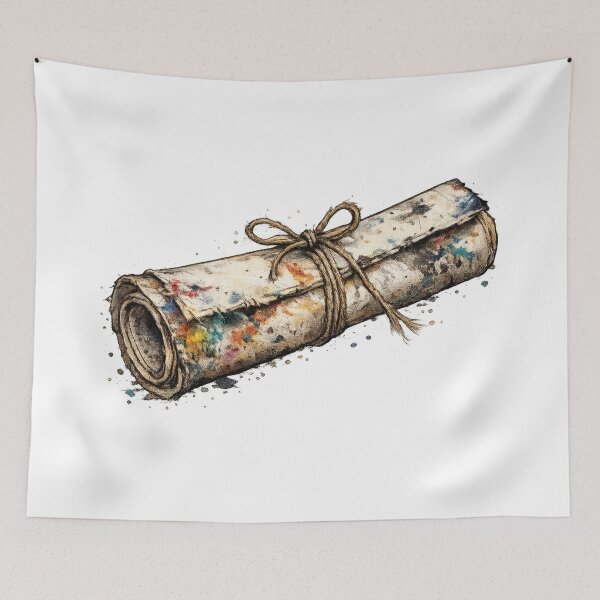 Item preview, Colorful Rolled Parchment Scroll with Paint Splatter Art designed and sold by jgvisualarts.