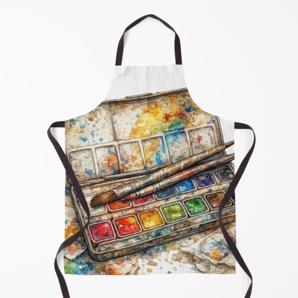 Item preview, Watercolor Paint Palette with Brushes and Colorful Splashes designed and sold by jgvisualarts.