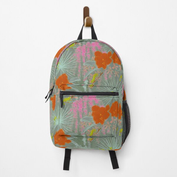 Item preview, Hot House Tropical Floral with Geckos, Frogs, Plumeria Sage and Bright Hot Pink Red Green designed and sold by LoveAlways-AEP.