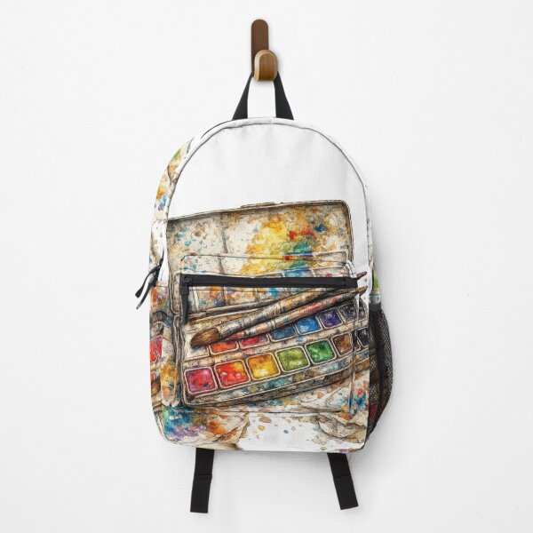 Item preview, Watercolor Paint Palette with Brushes and Colorful Splashes designed and sold by jgvisualarts.