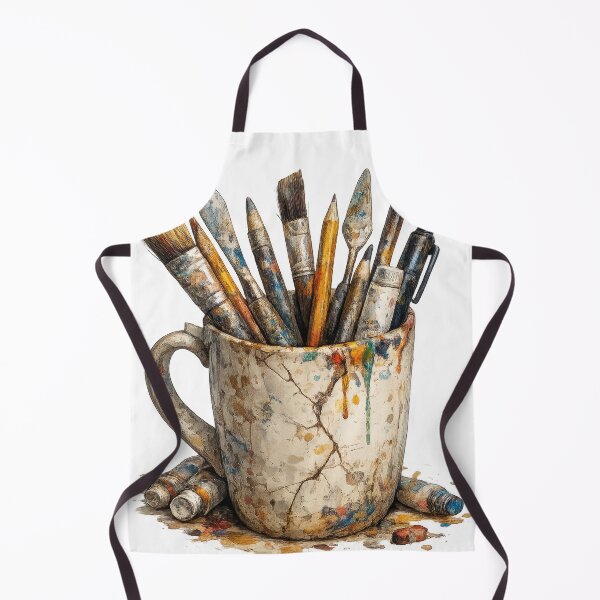 Item preview, Paint Stained Artist Mug with Brushes and Supplies designed and sold by jgvisualarts.