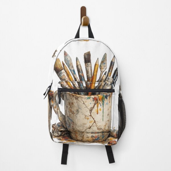Item preview, Paint Stained Artist Mug with Brushes and Supplies designed and sold by jgvisualarts.
