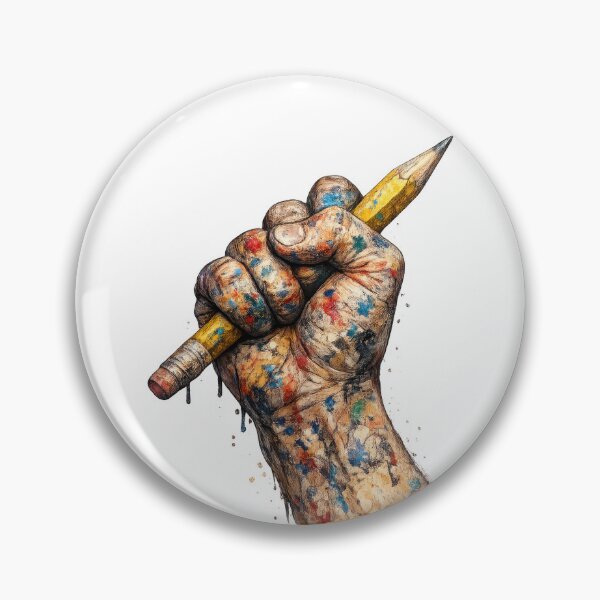 Item preview, Artist Hand Holding Pencil with Colorful Paint Splatter designed and sold by jgvisualarts.