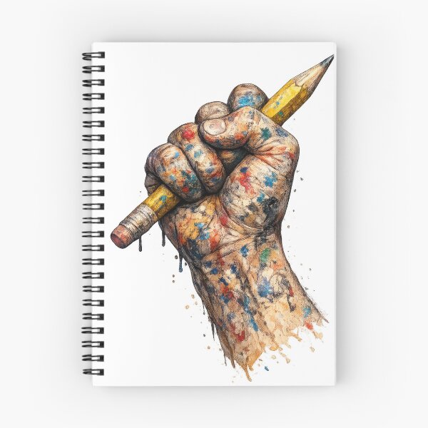 Item preview, Artist Hand Holding Pencil with Colorful Paint Splatter designed and sold by jgvisualarts.