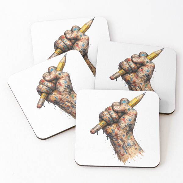 Item preview, Artist Hand Holding Pencil with Colorful Paint Splatter designed and sold by jgvisualarts.