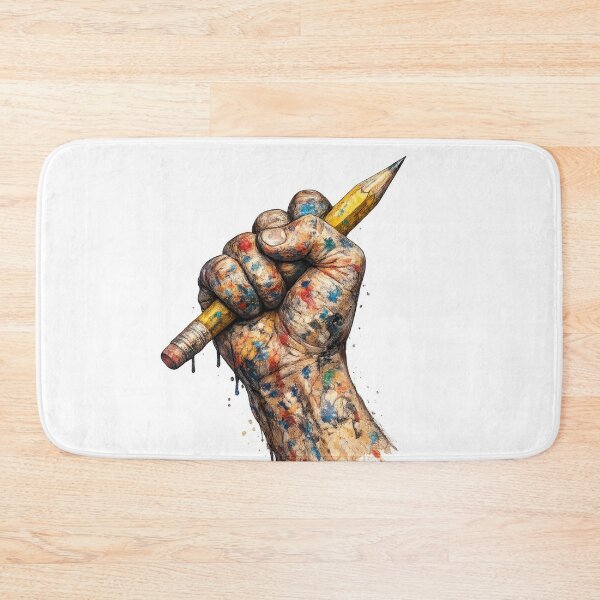 Item preview, Artist Hand Holding Pencil with Colorful Paint Splatter designed and sold by jgvisualarts.