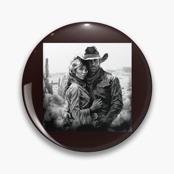 Item preview, Black and White Western Cowboy Couple Desert Romance designed and sold by inkoutninja.