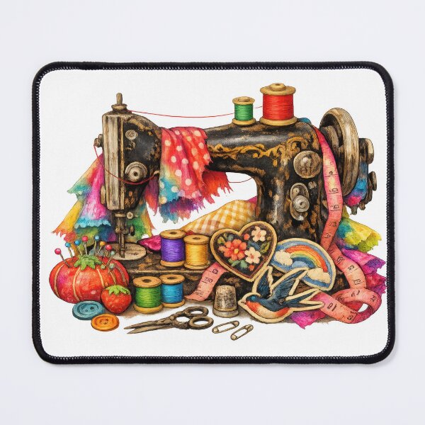 Item preview, Vintage Sewing Machine Colorful Thread and Supplies designed and sold by jgvisualarts.