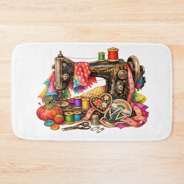 Item preview, Vintage Sewing Machine Colorful Thread and Supplies designed and sold by jgvisualarts.