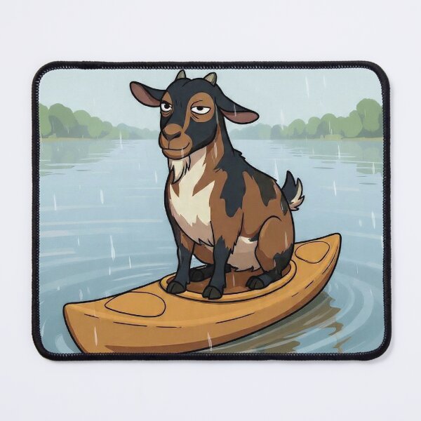 Item preview, Goat in Kayak Cartoon Sticker - Rex Dissociating in Rain Meme designed and sold by BarnyardHyjinx.