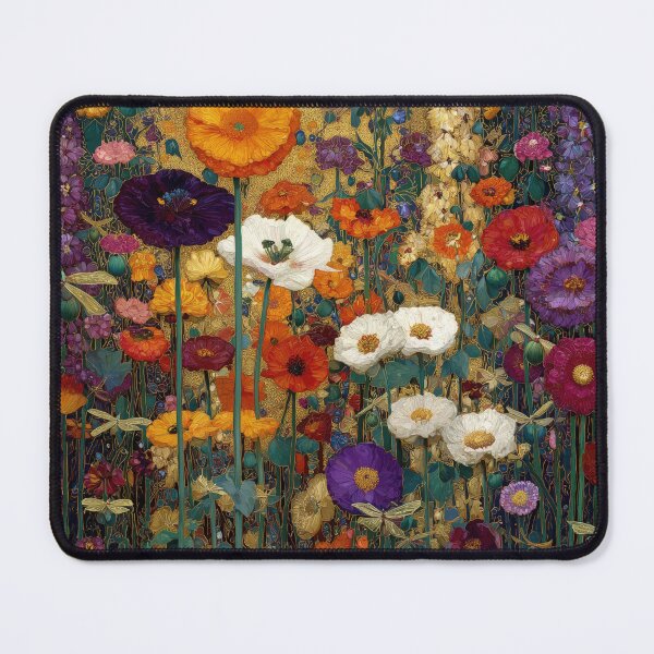 Item preview, Art Nouveau blooming flowers and golden dragon flies (Klimt style) designed and sold by MagicStrawberry.