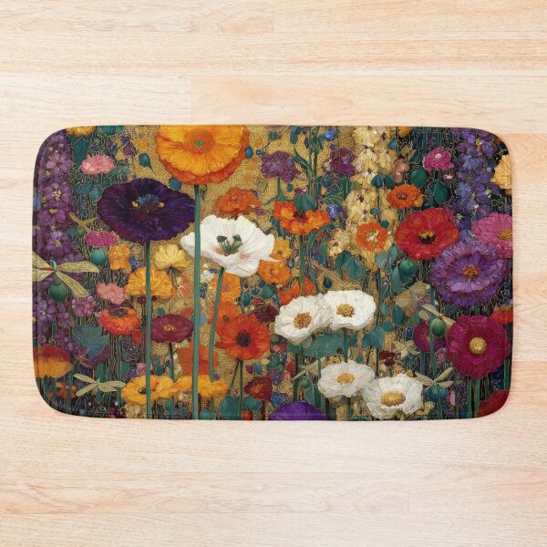 Item preview, Art Nouveau blooming flowers and golden dragon flies (Klimt style) designed and sold by MagicStrawberry.