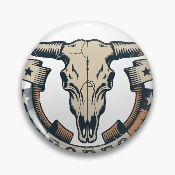 Item preview, Vintage Western Bull Skull Badge Emblem Art designed and sold by Bloomkept.