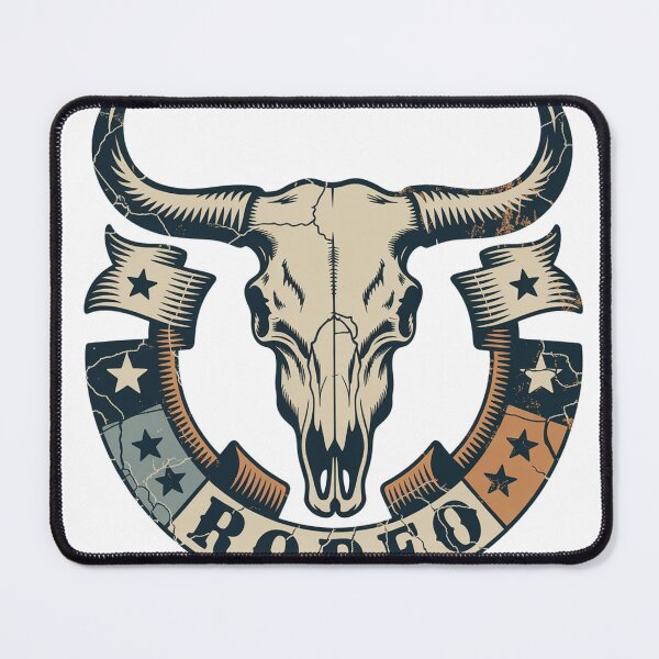 Item preview, Vintage Western Bull Skull Badge Emblem Art designed and sold by Bloomkept.