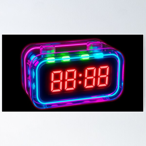 Item preview, Neon Digital Alarm Clock - Cyberpunk Transparent Tech Art designed and sold by powersunlight.