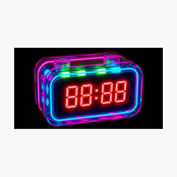 Artikelvorschau, Neon-Digitalwecker – Cyberpunk-Transparent-Tech-Art entworfen und verkauft von powersunlight.
