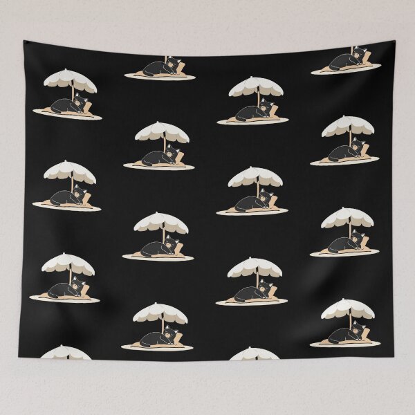 Item preview, Sleeping Beach Cat Under Umbrella Summer Vacation designed and sold by artlife4.