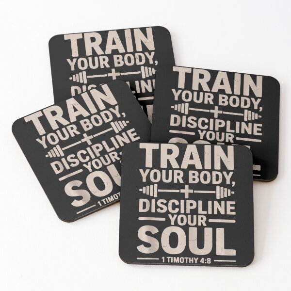 Item preview, Train Your Body Discipline Your Soul Christian Fitness Quote designed and sold by eliramaison.