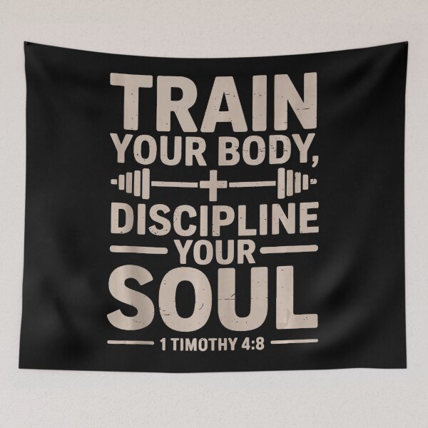 Item preview, Train Your Body Discipline Your Soul Christian Fitness Quote designed and sold by eliramaison.