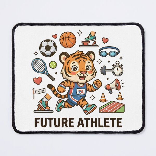 Item preview, Cute Tiger Future Athlete Kids T-Shirt – Sporty Tiger Cartoon designed and sold by DIRTYSKETCHH.