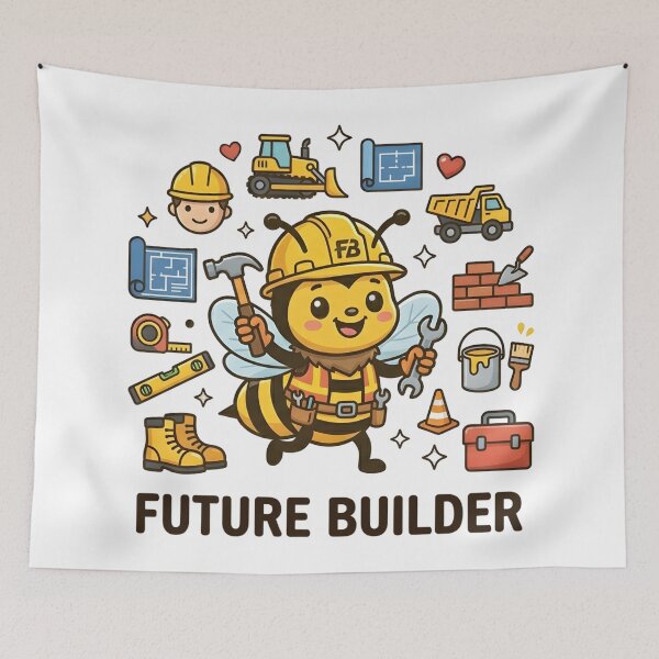 Item preview, Cute Bee Future Builder Kids T-Shirt – Funny Construction Bee designed and sold by DIRTYSKETCHH.