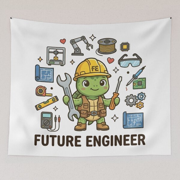 Item preview, Cute Turtle Future Engineer Kids T-Shirt – Smart Turtle Cartoon designed and sold by DIRTYSKETCHH.