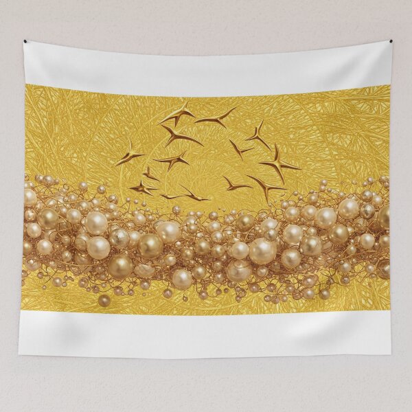 Item preview, Luxury Gold Pearls Abstract Birds Design designed and sold by PixorStudio.