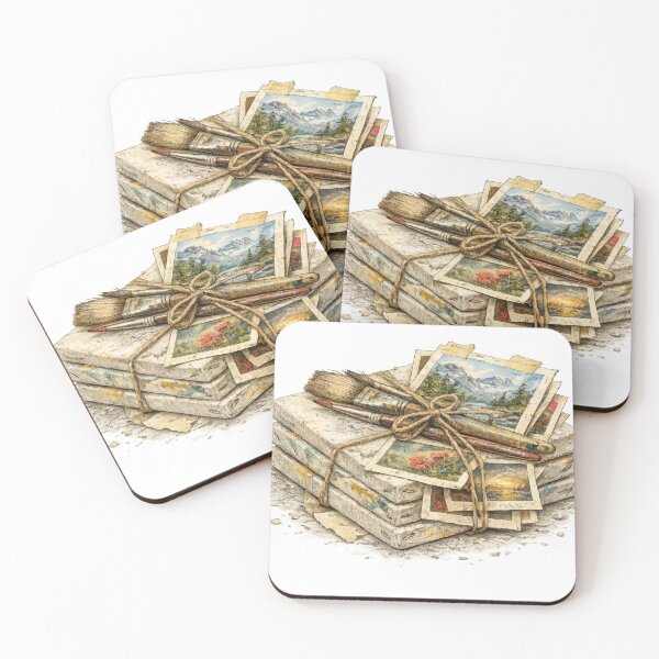 Item preview, Vintage Postcards Bundle with Art Supplies Watercolor designed and sold by jgvisualarts.
