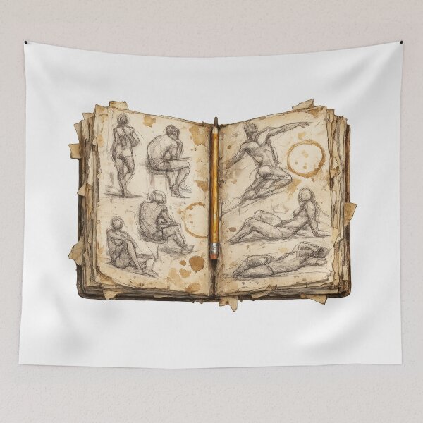 Item preview, Vintage Anatomy Sketchbook Figure Drawing Art designed and sold by jgvisualarts.