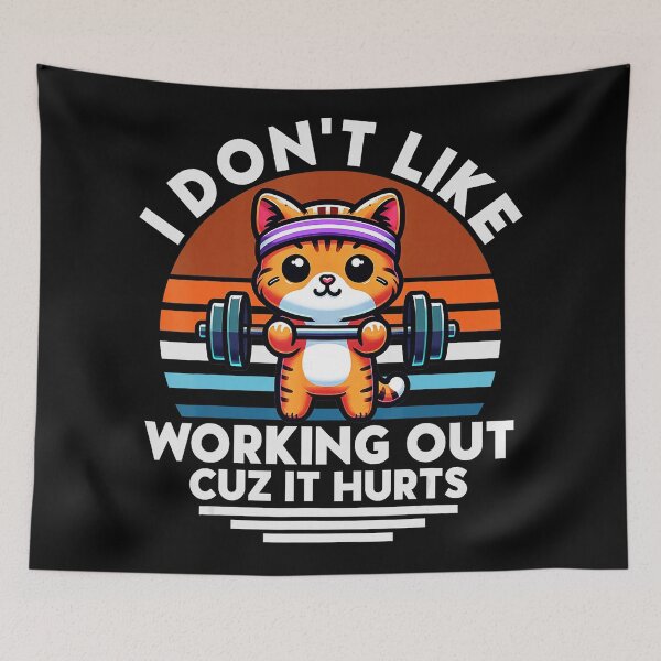 Item preview, I Don’t Like Working Out Cuz It Hurts Funny Cat Gym  designed and sold by eliramaison.