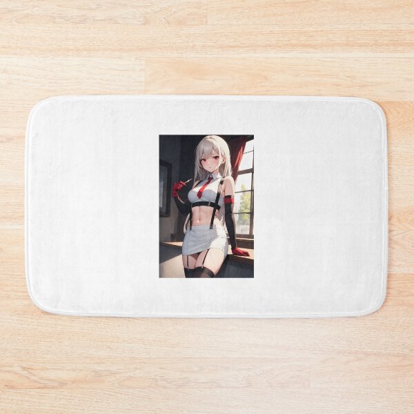 Item preview, Takeshiro Imiju - Silver Haired Anime Girl with Red Eyes and Suspender Aesthetic designed and sold by iloveanimechibi.