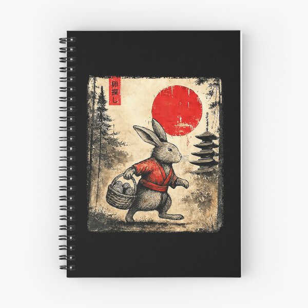 Item preview, Vintage Japanese Rabbit Art with Red Sun Illustration designed and sold by titanlevi.