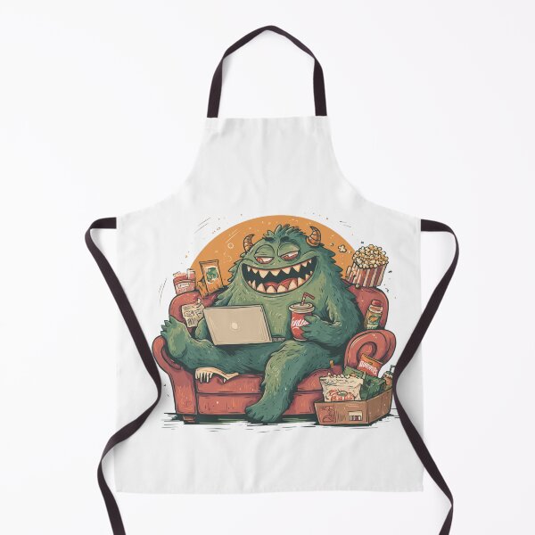 Item preview, Funny Green Monster Gaming on Couch Snack Illustration designed and sold by StickerHavenn.
