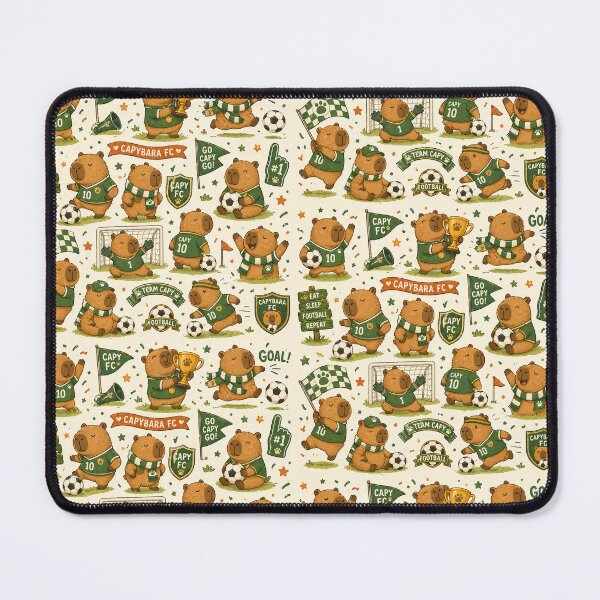 Item preview, Happy cute pattern Capybara Football Mascot designed and sold by burhon.