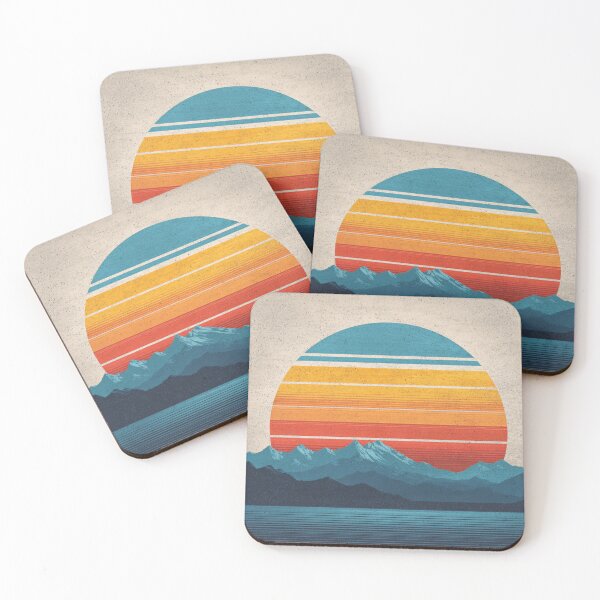 Item preview, Retro Sunset Mountain Landscape Circle Vintage Style Art designed and sold by StickerHavenn.
