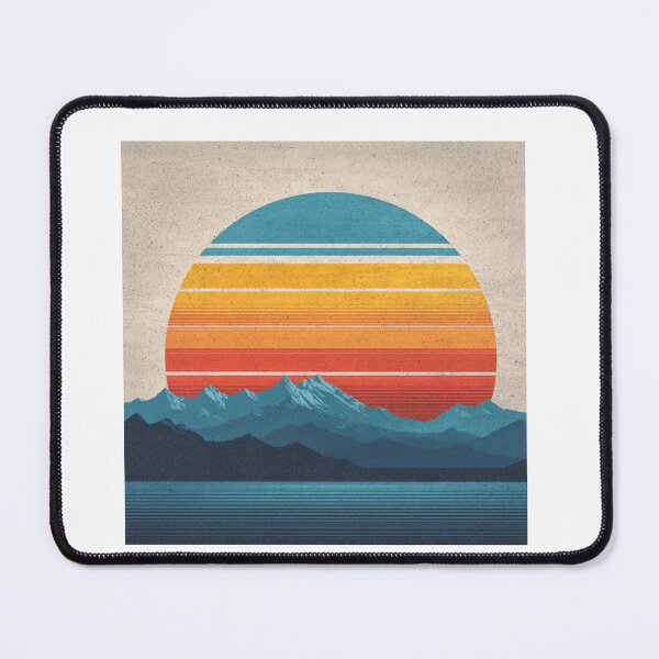 Item preview, Retro Sunset Mountain Landscape Circle Vintage Style Art designed and sold by StickerHavenn.