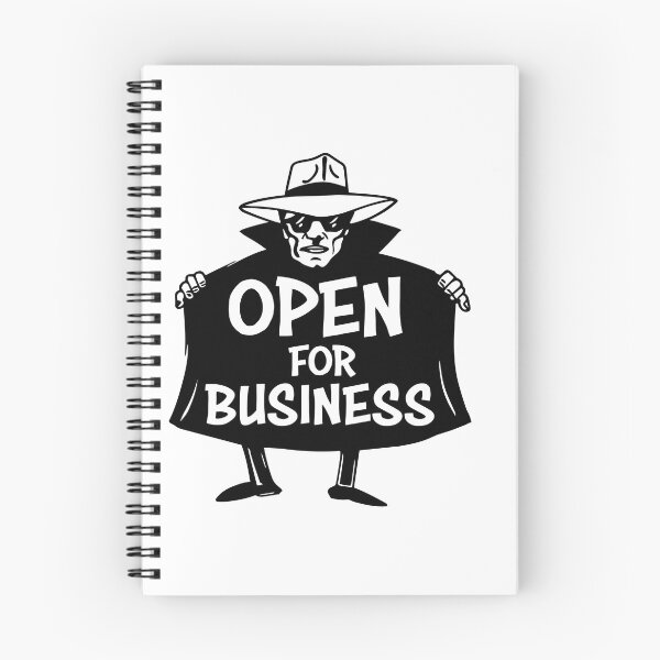 Item preview, Open for Business – Vintage Spy Cartoon Sign, Retro Humor Illustration designed and sold by PIXEL POP DESIGNS - Beyond the Norm!.