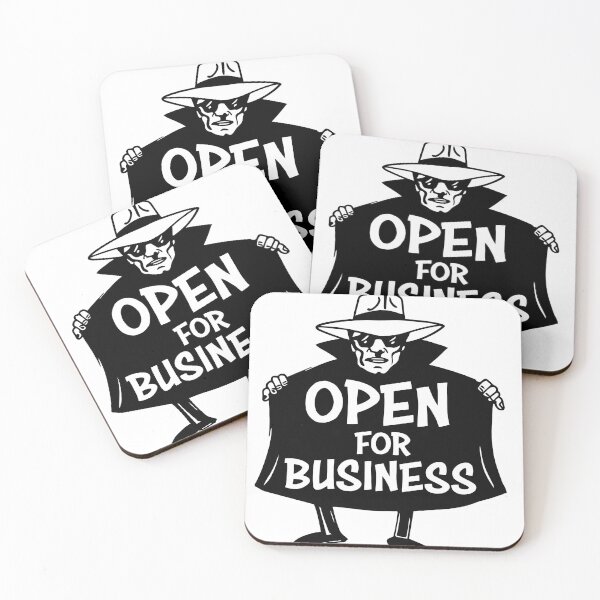 Item preview, Open for Business – Vintage Spy Cartoon Sign, Retro Humor Illustration designed and sold by PIXEL POP DESIGNS - Beyond the Norm!.