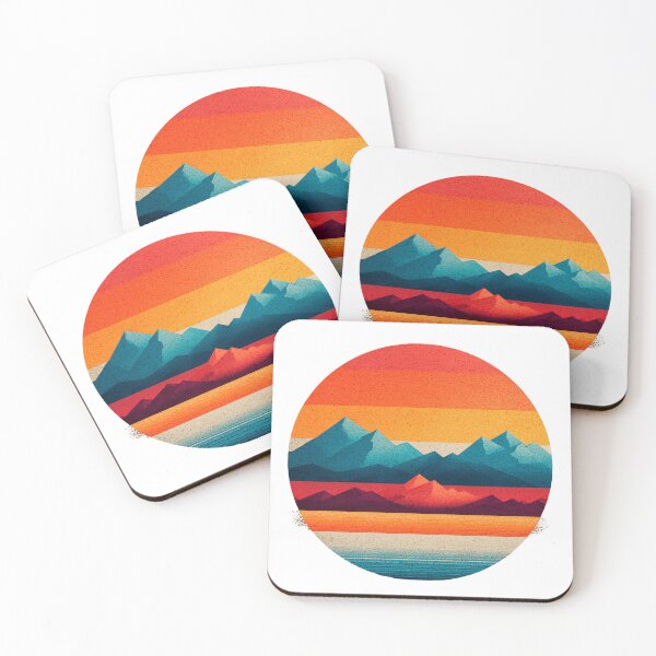 Item preview, Retro Mountain Sunset Circle Cool Vintage Landscape Art designed and sold by StickerHavenn.