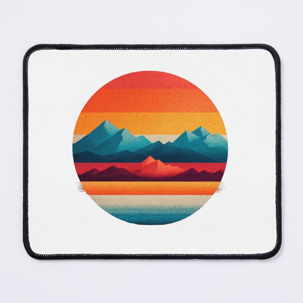 Item preview, Retro Mountain Sunset Circle Cool Vintage Landscape Art designed and sold by StickerHavenn.