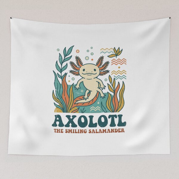 Item preview, Vintage Retro Axolotl Smiling Salamander Nature Art designed and sold by VelvetArchives.
