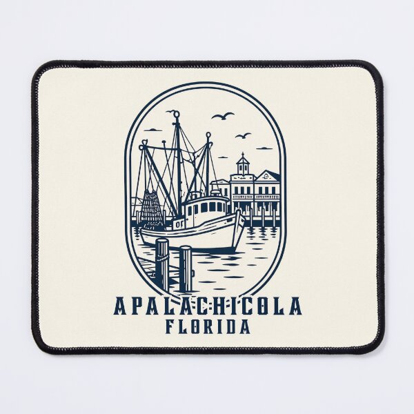 Item preview, Apalachicola Florida Shrimp Boat Vintage Coastal Illustration | Nautical Harbor Badge Design designed and sold by SimplyJasper.