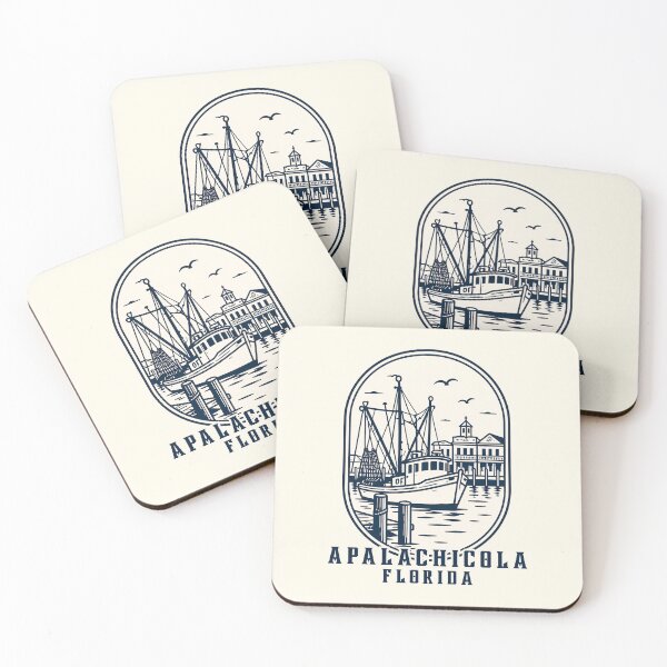 Item preview, Apalachicola Florida Shrimp Boat Vintage Coastal Illustration | Nautical Harbor Badge Design designed and sold by SimplyJasper.