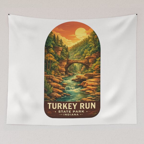 Item preview, Turkey Run State Park Sugar Creek Indiana Covered Bridge Canyon Trails designed and sold by Places On Earth.